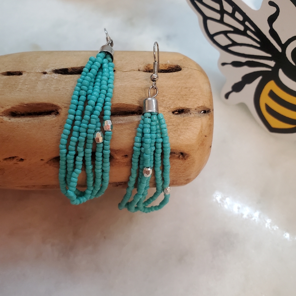 Great Earrings with Turquoise and Sivertone Beads